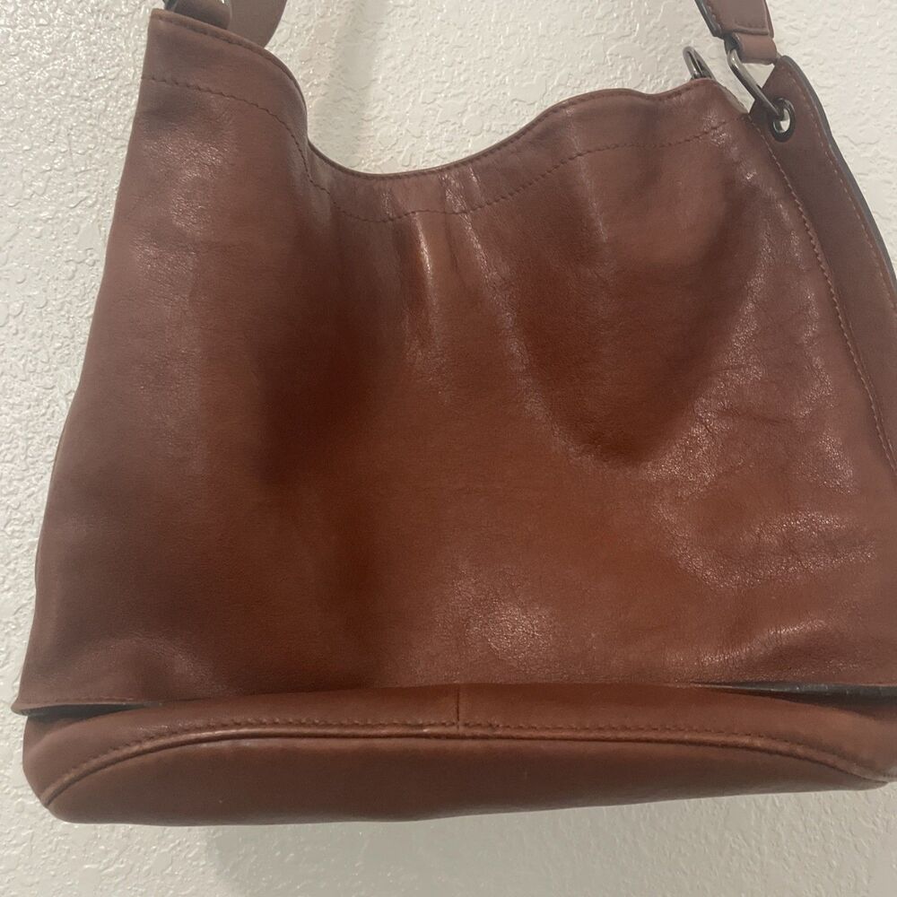 Longchamp Paris Leather Brown Handbag Tote Bag Satchel Purse Classic Preppy See - Picture 7 of 16